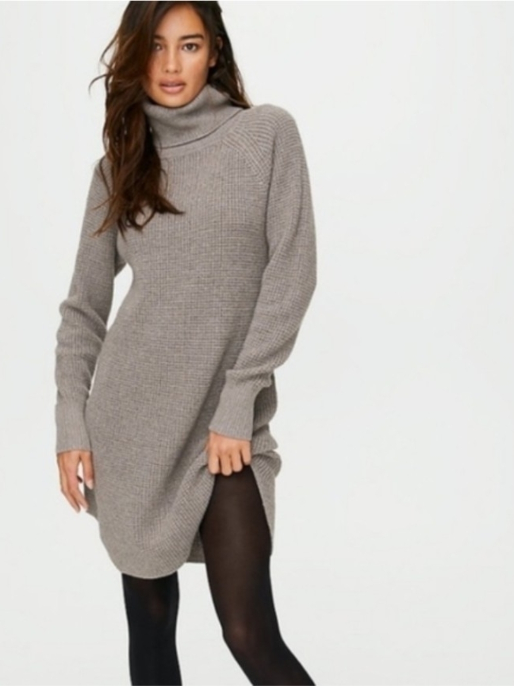 Wilfred Free Bianca Turtleneck Sweater Dress in Taupe